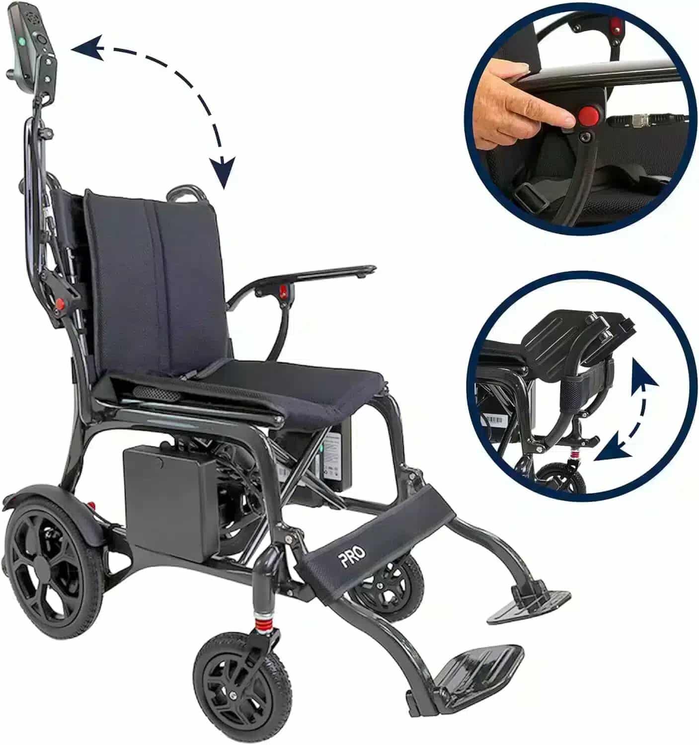 Elektrisk rullstol kolfiber hopfällbar design