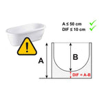 Badkarssits med Handtag a white bathtub with a yellow sign and green arrows