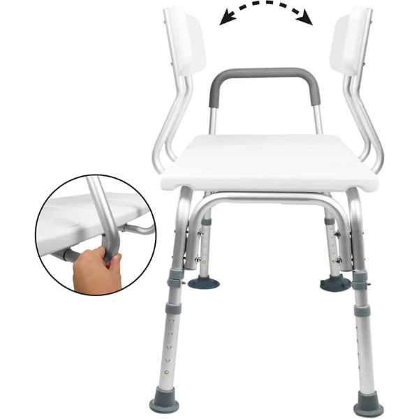 Badkarssits med Handtag a white chair with grey handles