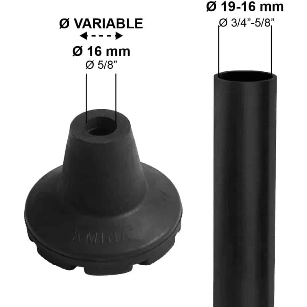 Halkskydd kryckdoppar 17–19 mm svart passform för kryckrör
