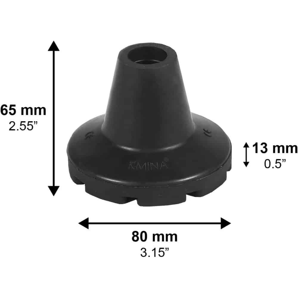 Halkskydd kryckdoppar 17–19 mm svart med måttangivelser