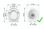 Toalettsitsförhöjare 5 cm med lock vit med markerade mått och hålöppning VI HP
