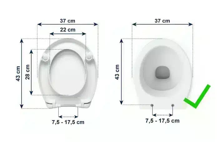 Toalettsitsförhöjare 5 cm med lock vit med markerade mått och hålöppning VI HP