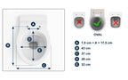 Toalettsitsförhöjare 5 cm med lock vit med illustration av passform och mått VI HP