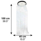 Skydd för gipsat ben lång a tall plastic condom with a black ring