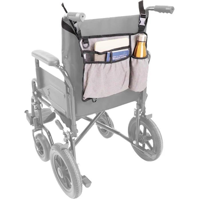 Väska för rullstol monterad på rollator bakifrån