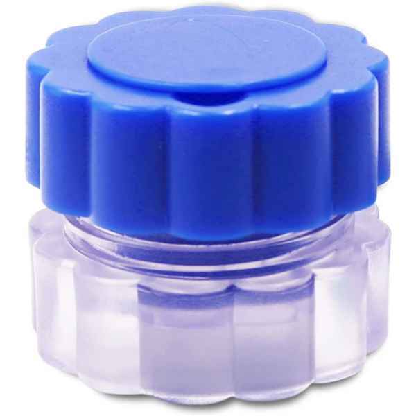 Tablettkrossare a blue and clear plastic container with a blue cap