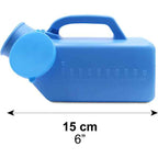 Urinbehållare med lock a blue plastic urinal with a lid