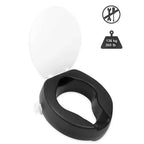 Mjuk Toalettförhöjare 10 cm måttillustration med längd, bredd och kompatibilitet