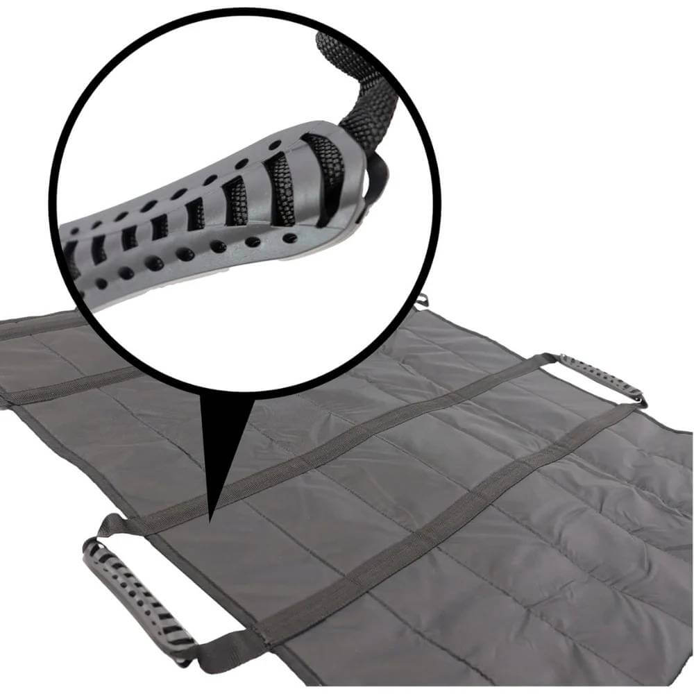 transfereringslakan med handtag närbild av handtagets design och grepp för säker förflyttning.