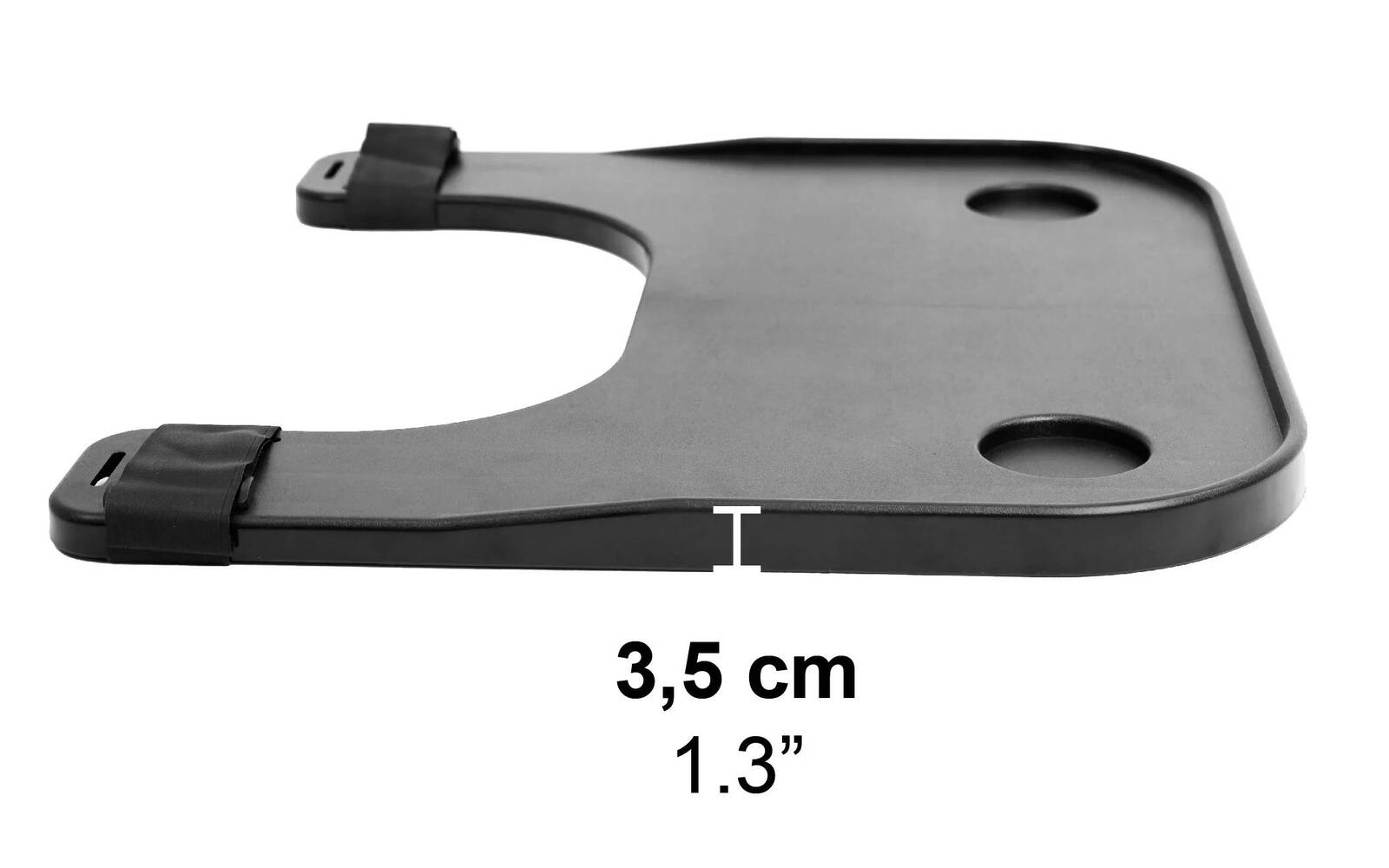 rullstolsbord svart tjocklek och sidovy 3,5 cm
