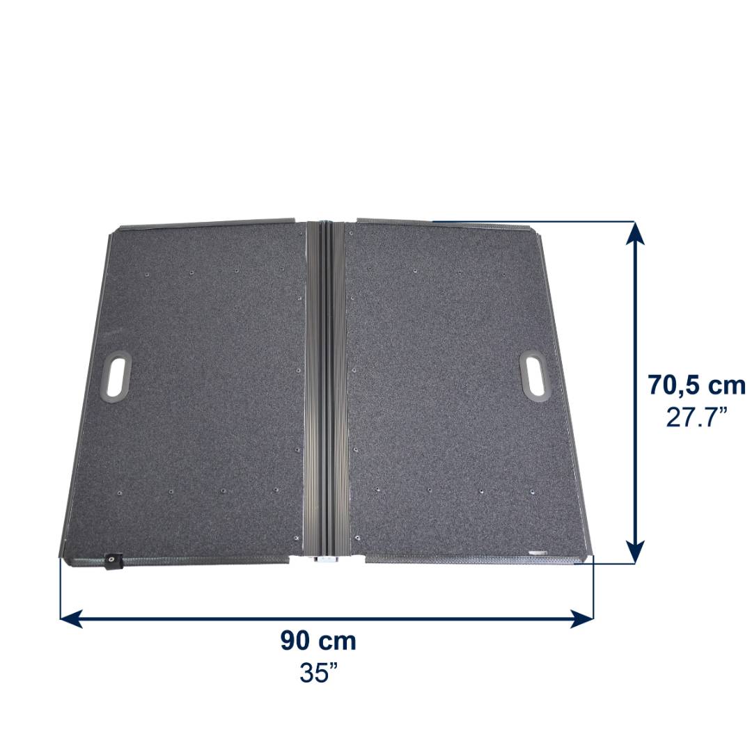rullstolsramp hopfällbar mått 90 x 70,5 cm utfälld