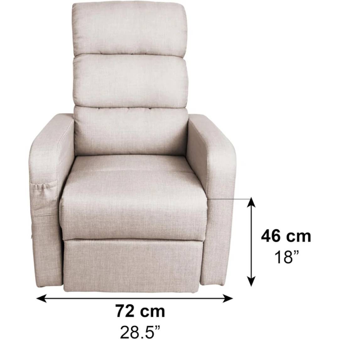 Elektrisk relaxfåtölj beige mått bredd 72 cm höjd 46 cm
