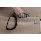 Elektrisk relaxfåtölj beige sidoficka och handkontroll