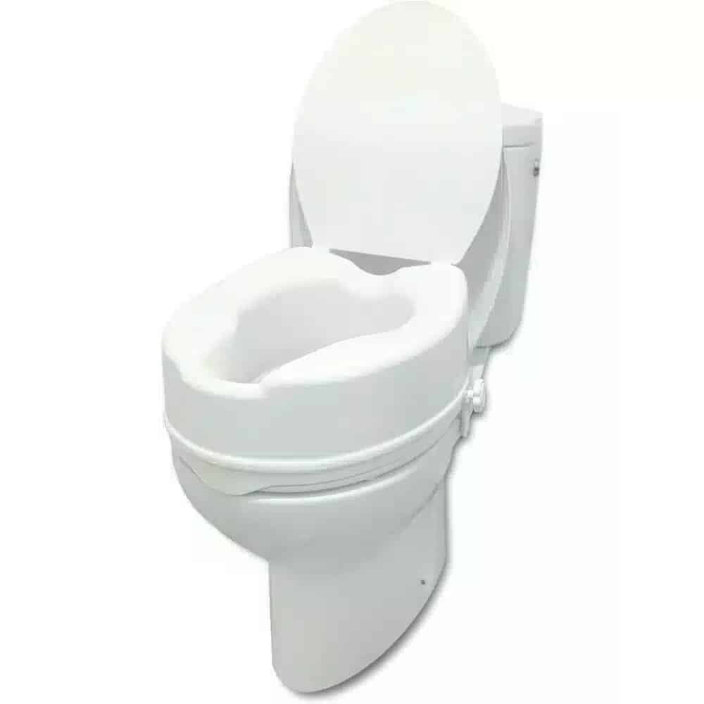Toalettförhöjare med lock 15 cm a white toilet with the lid up