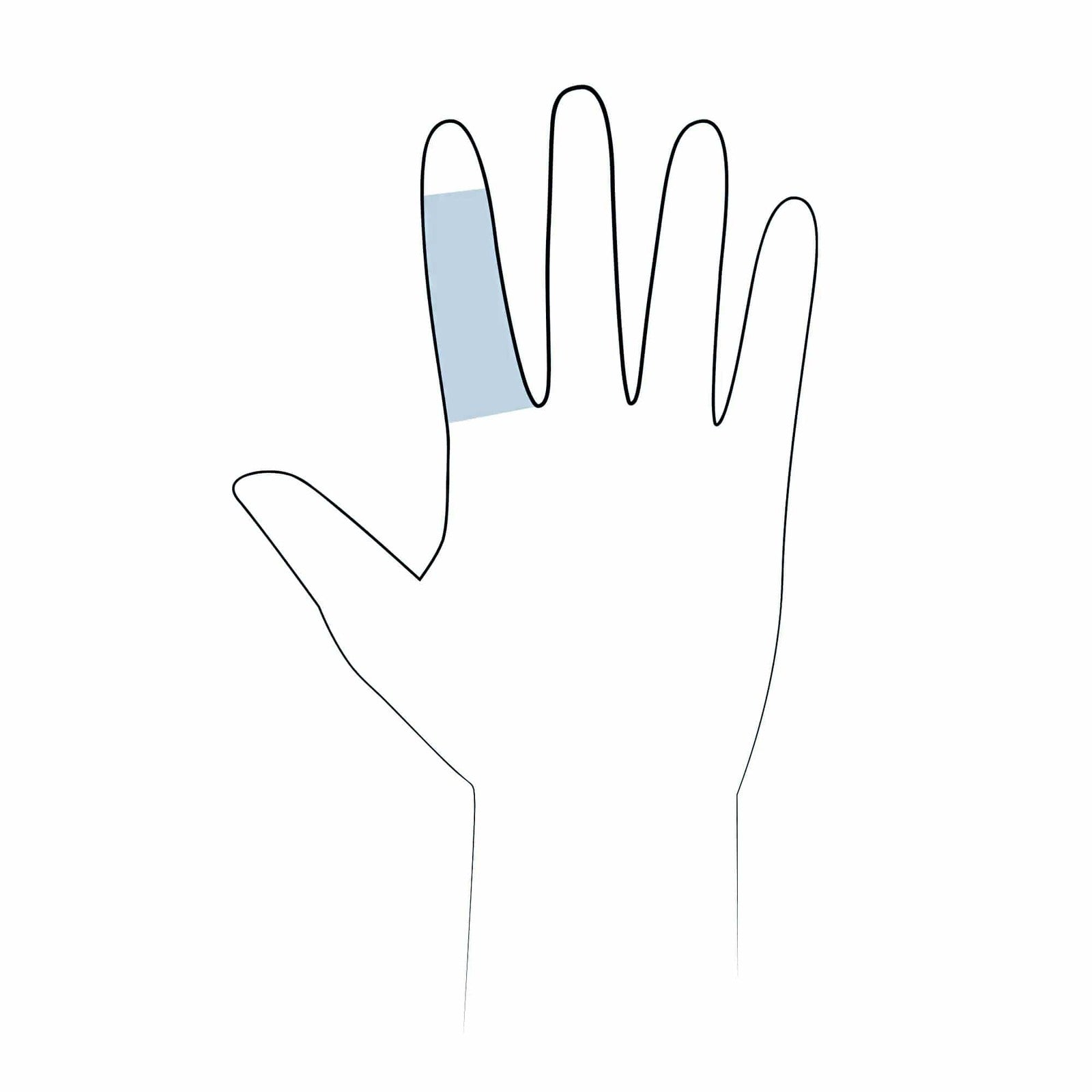Cicatrex fingertub storlek 2 med storleksillustration för fingerbas 29 till 31 mm