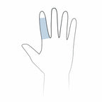 Cicatrex fingertub storlek 1 med storleksillustration för fingerbas 25 till 27 mm