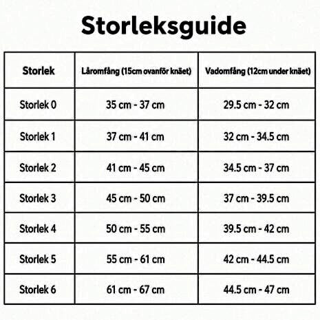 Knäskydd GenuPro Comfort storlek 6 storleksguide med mått