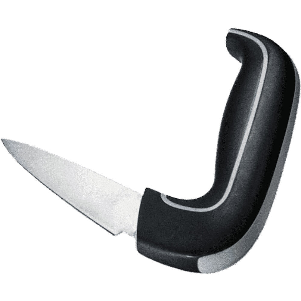 Frukt och skalkniv. Ergonomisk allkniv med vinklat greppvänligt handtag och rostfritt blad