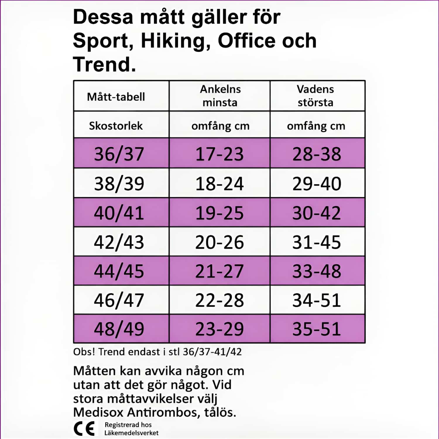 Stödstrumpa OFFICE Skinlife svart 38 till 39 måttguide med ankelomfång 18–24 cm och vadomfång 29–40 cm