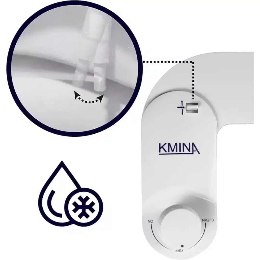 Hygienmunstycke Symboler för vattenflöde och kallvatten på hygienmunstycke för toalett