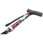 Hopfällbar promenadkäpp blommig Vikbar käpp med blommor i aluminium, halvfälld
