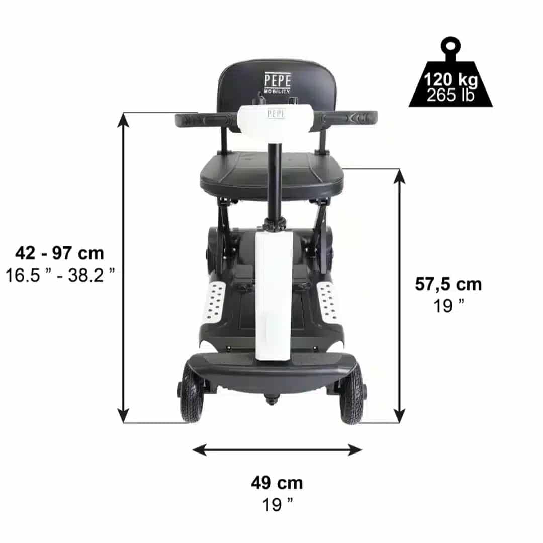 Promenadskoter vikbar Vikbar elscooter för vuxna med mått och sits
