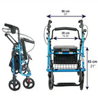 Rullator och rullstol i ett Mått på rollator och rullstol i ett – sitthöjd, bredd och djup