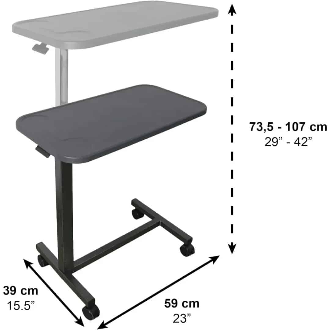 Höj och sänkbart bord Höj- och sänkbart bord med hjul med mått