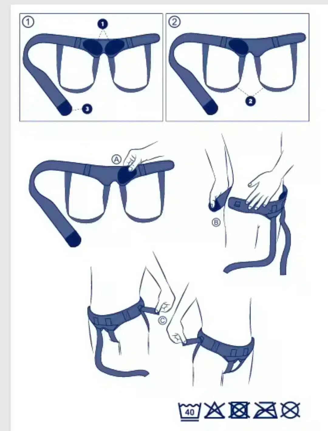 Bråckband vid ljumskbråck Instruktionsbild för hur bråckband vid ljumskbråck appliceras