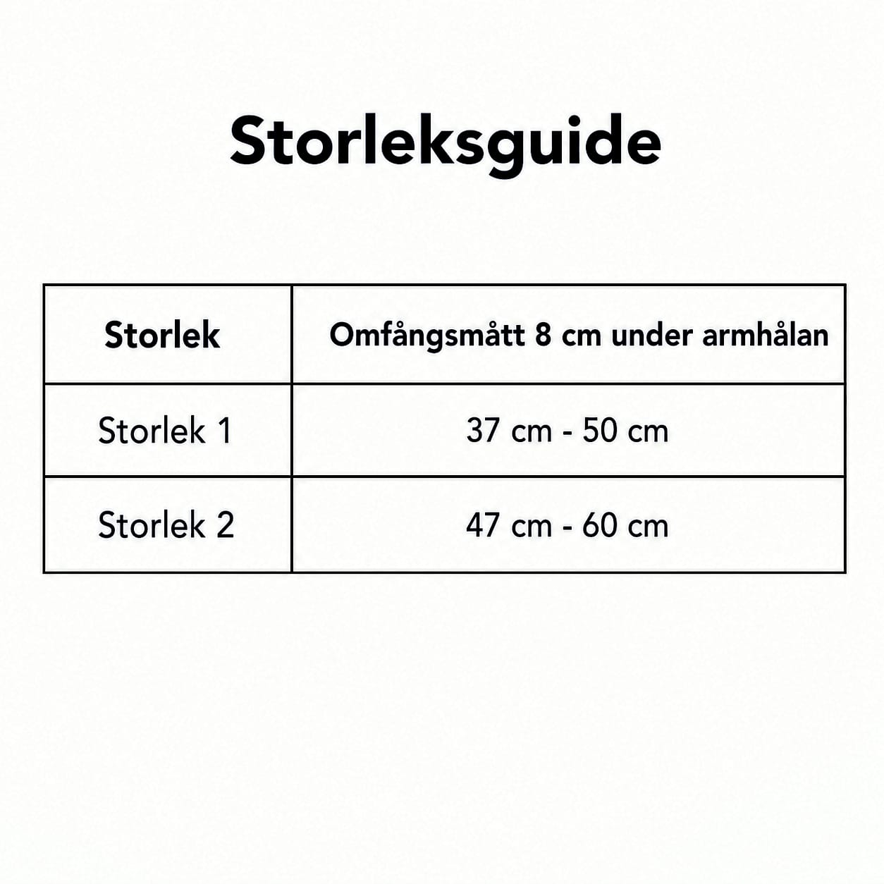 Ortos för tennisarmbåge 22–26 cm Ortos för tennisarmbåge storleksguide med måttabell