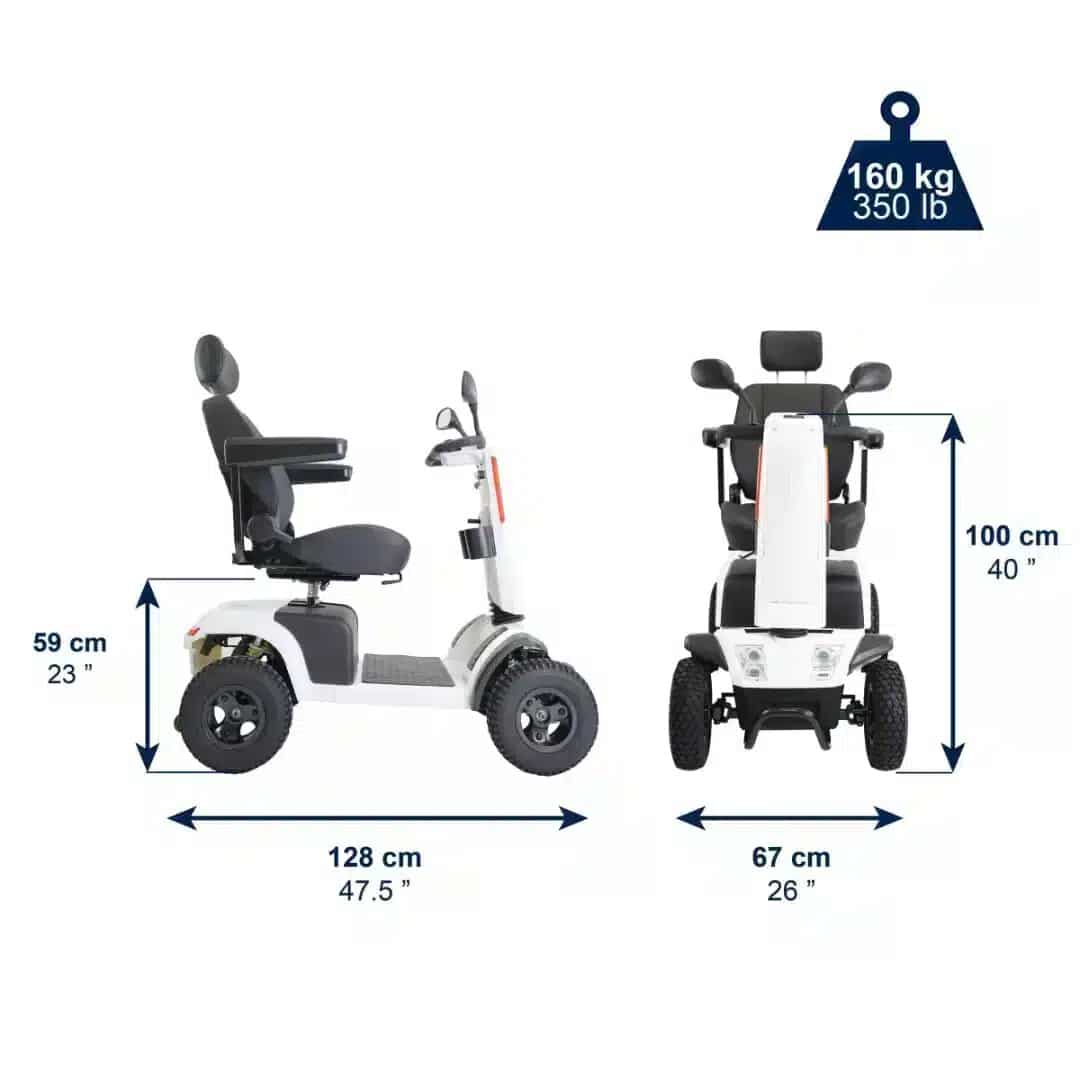 Promenadskoter elscooter terränggående för vuxna med mått
