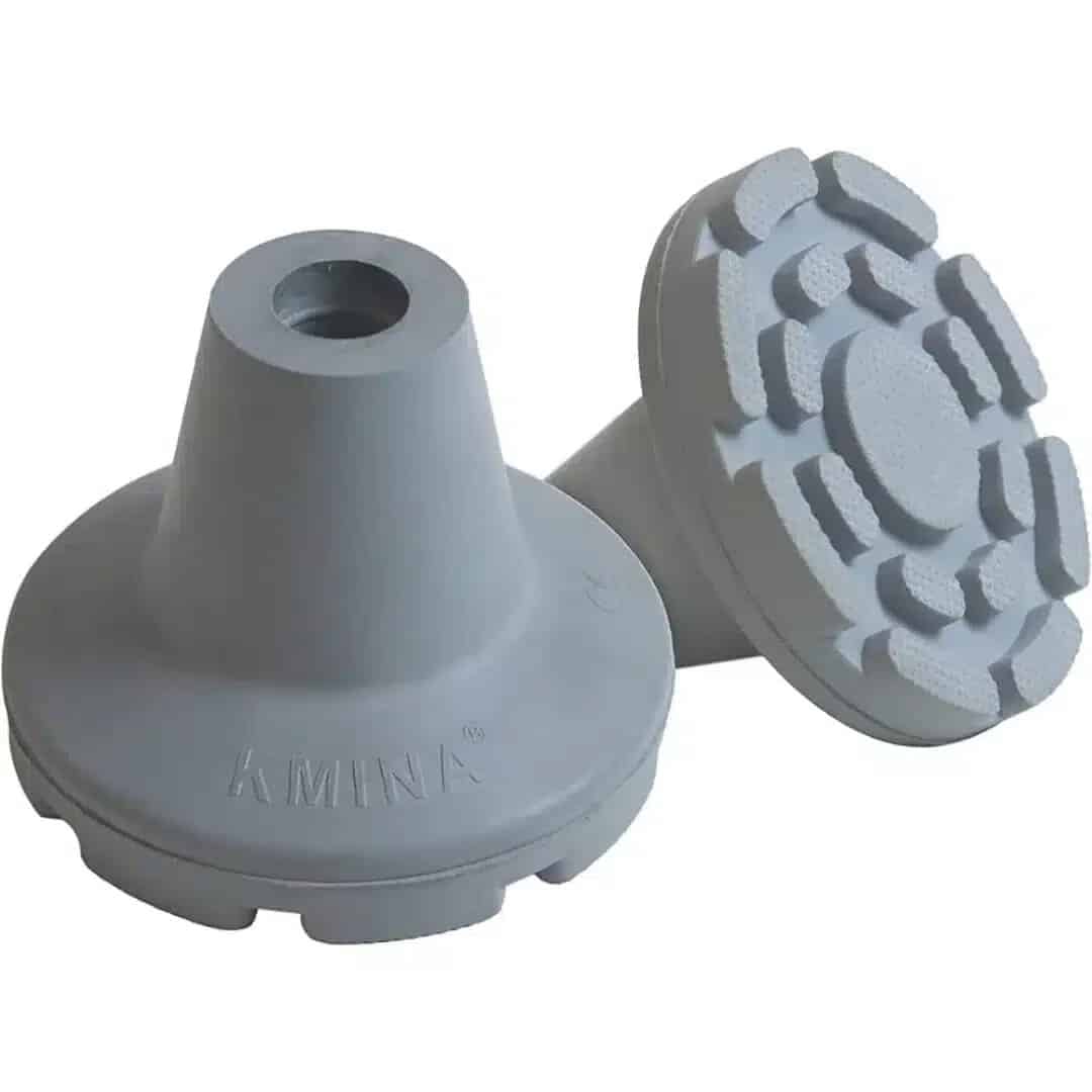 Kryckdoppar halkskydd gummi 22 mm – KMINA, 2-pack i grått naturgummi
