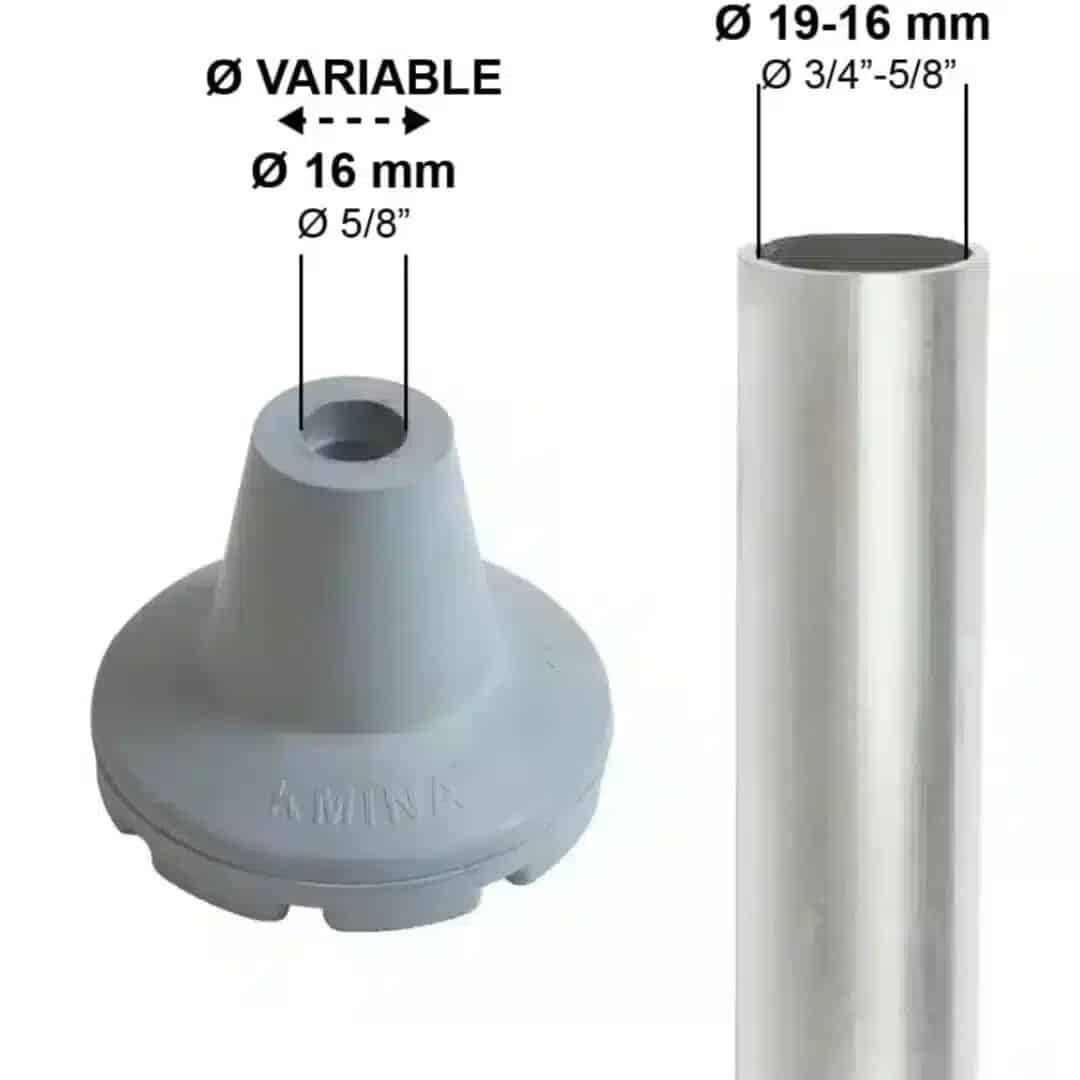 Kryckdoppar halkskydd gummi 19 mm Mått på kryckdoppar 19 mm – passar rör 16–19 mm