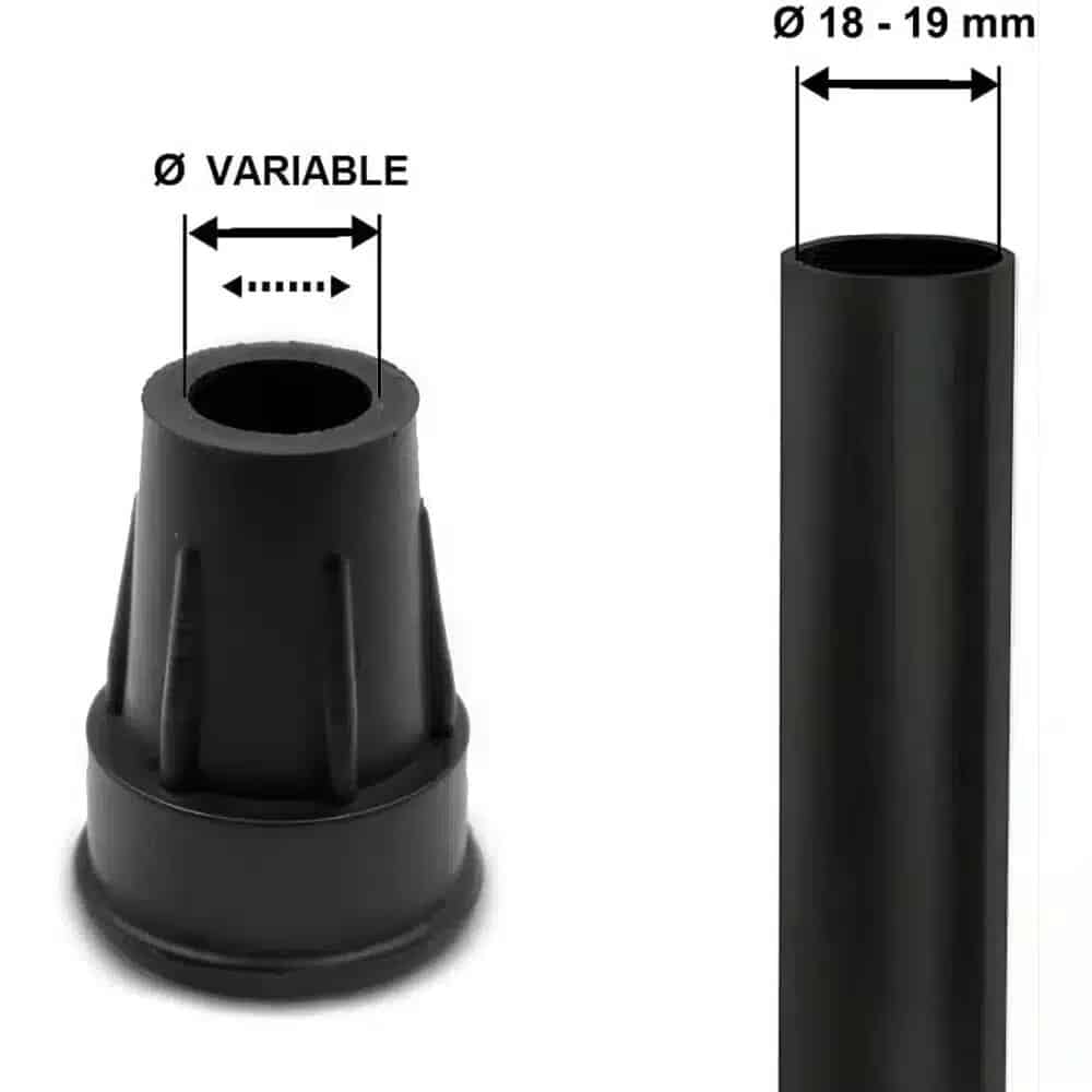 Kryckdoppar halkskydd Teknisk ritning av doppa för käppar med 17–19 mm diameter