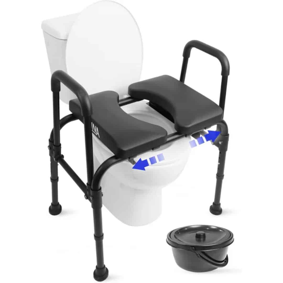 Justerbar Toalettstol 3 i 1 med hink och WC-placering