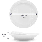 Tallrik med hög kant och sugkopp Vit tallrik med mått angivna