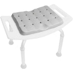 Duschstolskudde 35 x 27 cm placerad på en vit duschpall.