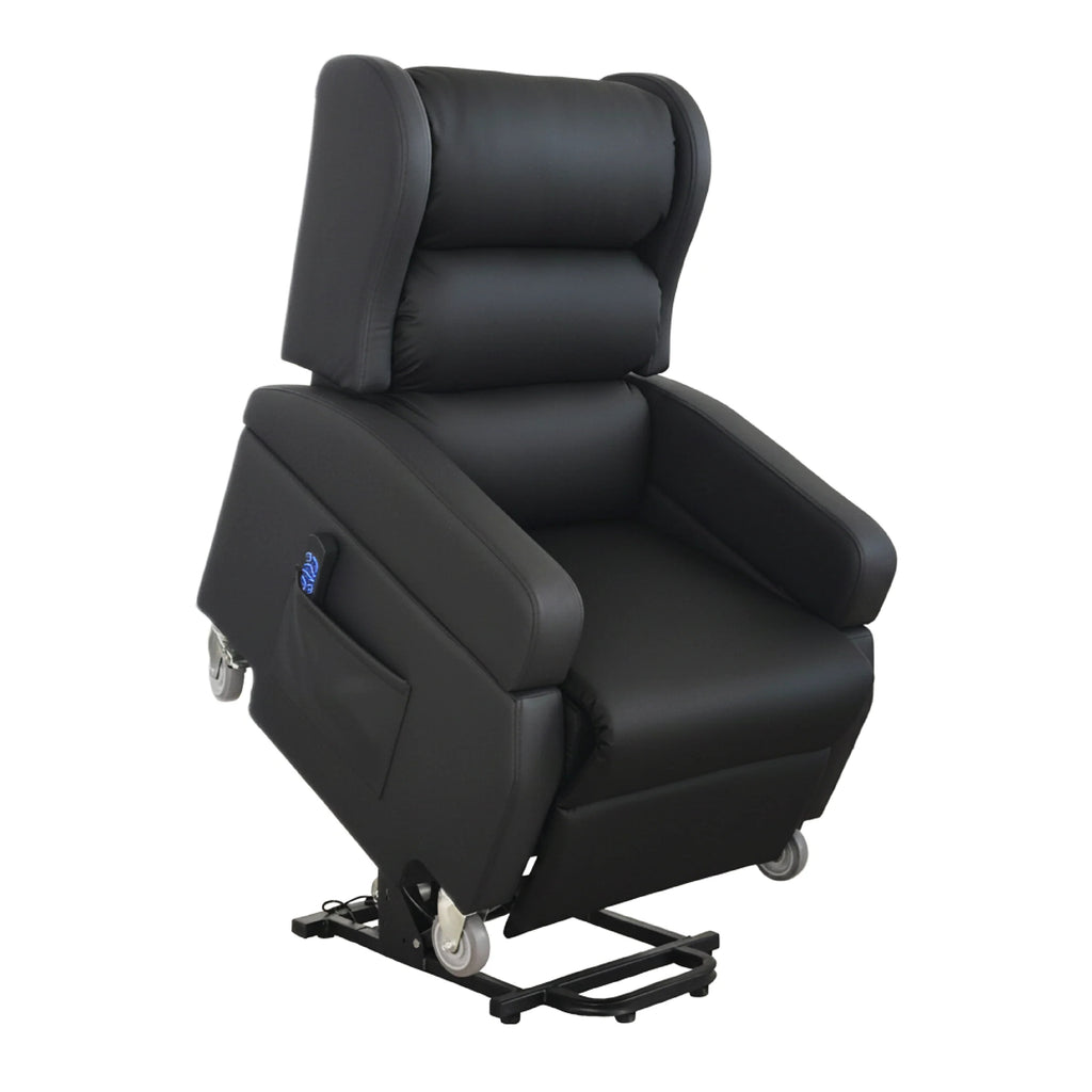 Recliner lyftfåtölj med hjul, elektrisk relaxfåtölj med uppresningsfunktion och hjul