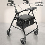 Lättviktig hopfällbar rullator med anodiserad aluminiumram och justerbart handtag