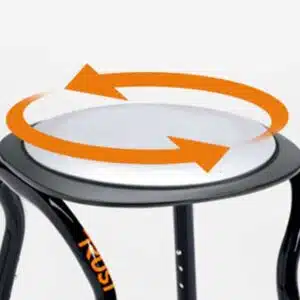 Roterande sits på duschpall Let's Frisbee med pilmarkeringar