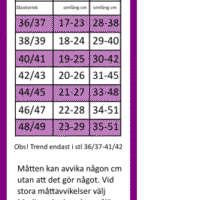 Size chart for OFFICE Skinlife compression stocking