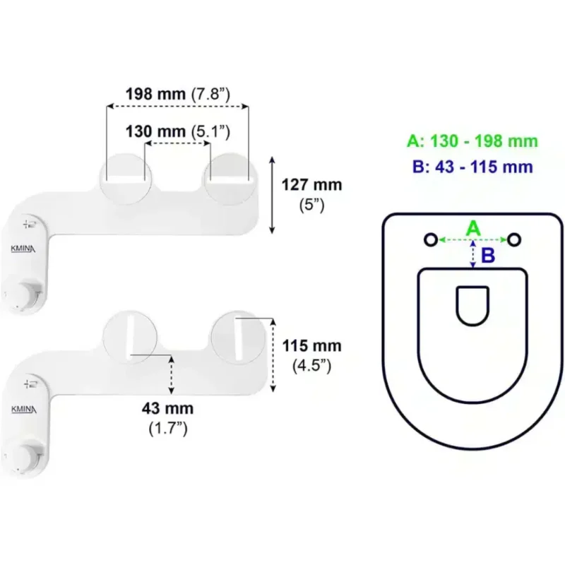 Detaljbild hygienmunstycke med reglage Närbild på reglage och munstycke för hygienisk rengöring i toalett