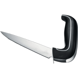 Ergonomic all-purpose knife with black, easy-grip handle and stainless steel blade