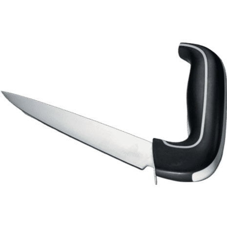 Ergonomisk allkniv med svart greppvänligt handtag och rostfritt blad