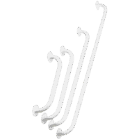 a group of white shower hooks