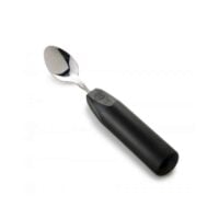 a spoon with a black handle