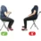 Illustration av rätt och fel sittställning på käpp med sits