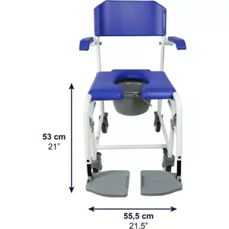 Bekväm sits med rätt höjd Sitthöjd 53 cm och sitsens mått 44 x 42 cm på duschstol med toalettfunktion