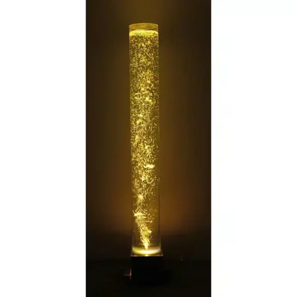 Bubbelrörslampa med handpump och gult LED-ljus för sensorisk stimulans